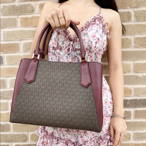 Michael Kors large Satchel wallet SET brown merlot - Picture 6 of 8